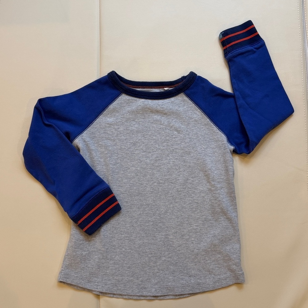 Mini Boden Kids Blue and Gray Long Sleeve Shirt